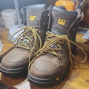 Caterpillar Brown Steel Toe Boots with Gold Laces